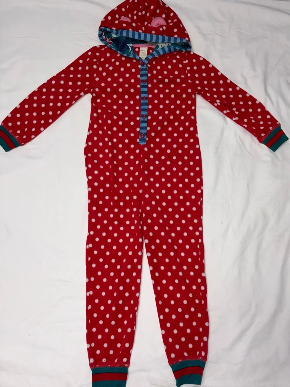 Matilda Jane Snuggle Time fleece hooded one piece pajamas sz 6 EUC smoke free